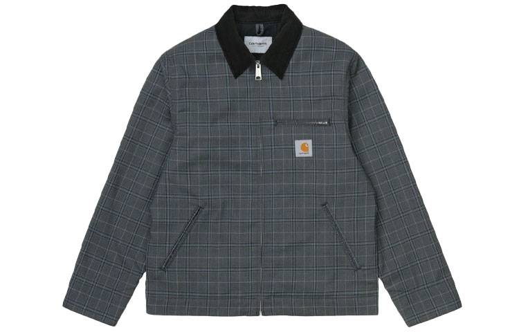Carhartt WIP Detroit Jacket Classic Corduroy Collar Plaid Grey Jacket for Men I029143-0CZ-01