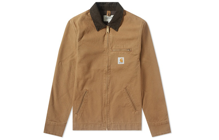 Carhartt WIP Detroit Jacket Deep Khaki Corduroy Collar Zip Pocket Jacket I026467-HZ-02