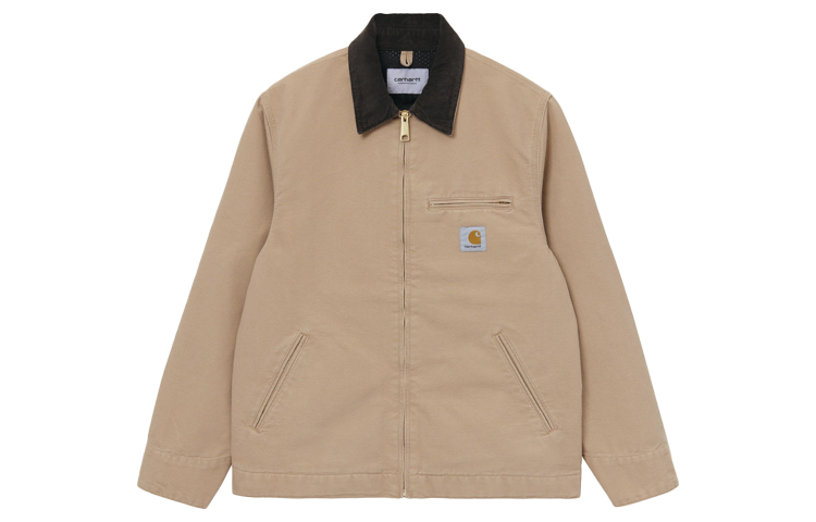 Carhartt WIP Detroit Jacket Khaki Corduroy Collar Zip Pocket Outerwear I026467-07E-02