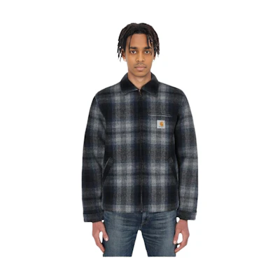 Carhartt WIP Detroit Jacket Logo Tag Navy Blue Zip-Up Collared Jacket I028295-89-90-03