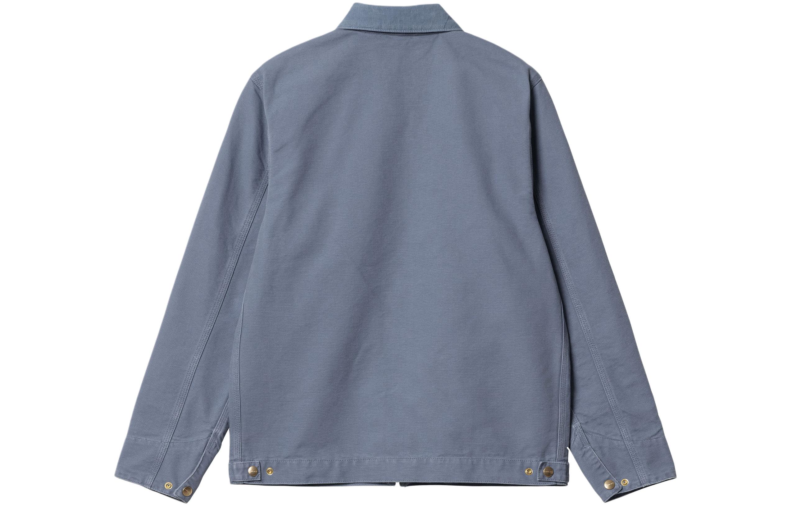 Lookbook 칼하트 WIP 디트로이트 재킷 썸머 블루 지퍼 칼라 포켓 아우터웨어. I032940-25A-3K