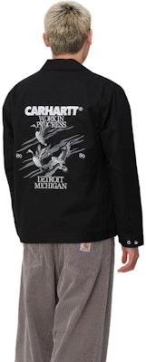 Carhartt WIP Jaket Hitam Unisex Sulam Itik Lengan Panjang dengan Poket Dalam I033699-89-XX Details for Carhartt WIP Jaket Hitam Unisex Sulam Itik Lengan Panjang dengan Poket Dalam I033699-89-XX