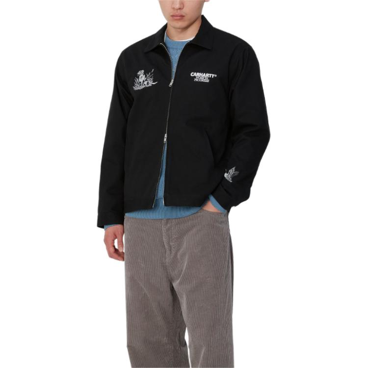 Sizing Carhartt WIP Jaket Hitam Unisex Sulam Itik Lengan Panjang dengan Poket Dalam I033699-89-XX