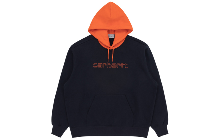 Carhartt WIP Embroidered Colorblock Fleece Hoodie Navy Blue Winter Wear CHXSWA202013F-NYX