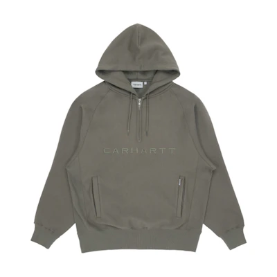 Carhartt WIP Embroidered Half-Zip Fleece Hoodie Winter Green CHXSWA202011F-GRD