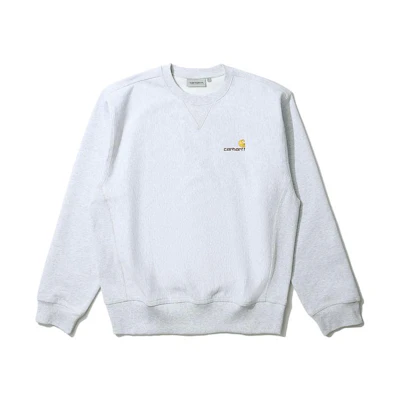 Carhartt WIP Embroidered Logo Crewneck Sweatshirt Grey - Long Sleeve Pullover CHXSWI025475H-GY2