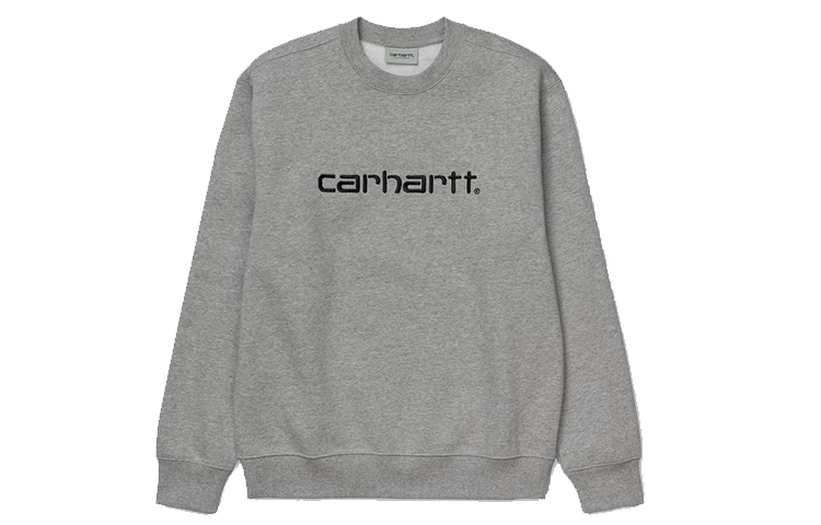 Carhartt WIP Embroidered Logo Crewneck Sweatshirt Winter Heather Gray CHXSWI027092D-GYX