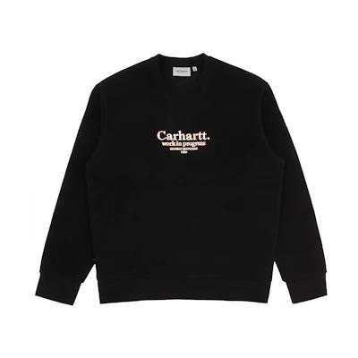 Carhartt WIP Embroidered Logo Fleece Crewneck Sweatshirt Black Winter CHXSWI028390F-BKX