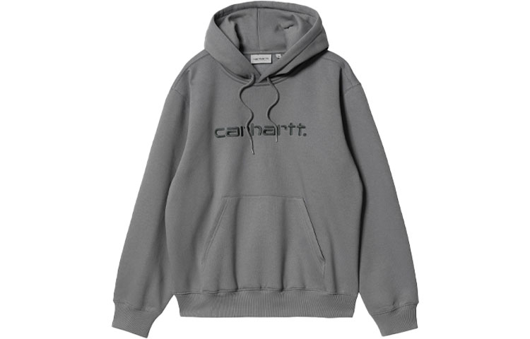 Carhartt WIP Embroidered Logo Fleece Hoodie Winter Loose Fit Gray I030230-0JT-XX