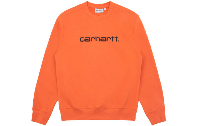 Carhartt WIP Embroidered Logo Fleece Pullover Winter Sweatshirt Orange Men I027092-04V-90