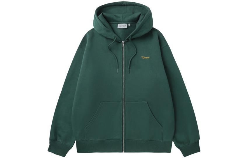 Carhartt WIP Embroidered Logo Zip Hoodie Long Sleeve - Dark Green CHXJKF23A029L-GRX
