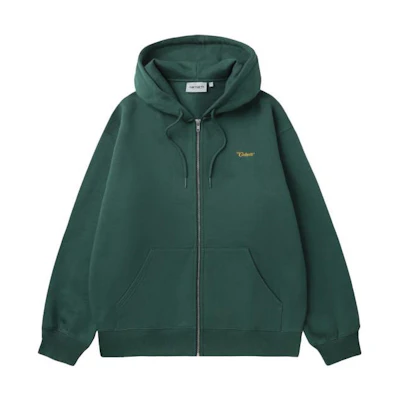 Carhartt WIP Embroidered Logo Zip Hoodie Long Sleeve - Dark Green CHXJKF23A029L-GRX