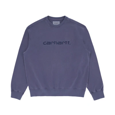 Carhartt WIP Embroidered Washed Crewneck Sweatshirt Blue CHXSWA202007F-BLX
