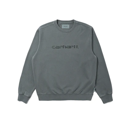 Carhartt WIP Embroidered Washed Pullover Sweatshirt Grey-Green CHXSWA202007F-GRD
