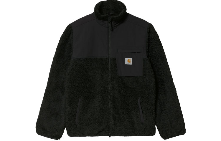 Carhartt WIP Fleece Logo Jacket for Men - Black Stand Collar I029566-89-XX