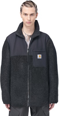 Carhartt WIP Fleece Logo Jacket for Men - Black Stand Collar I029566-89-XX Shop Carhartt WIP Fleece Logo Jacket for Men - Black Stand Collar I029566-89-XX