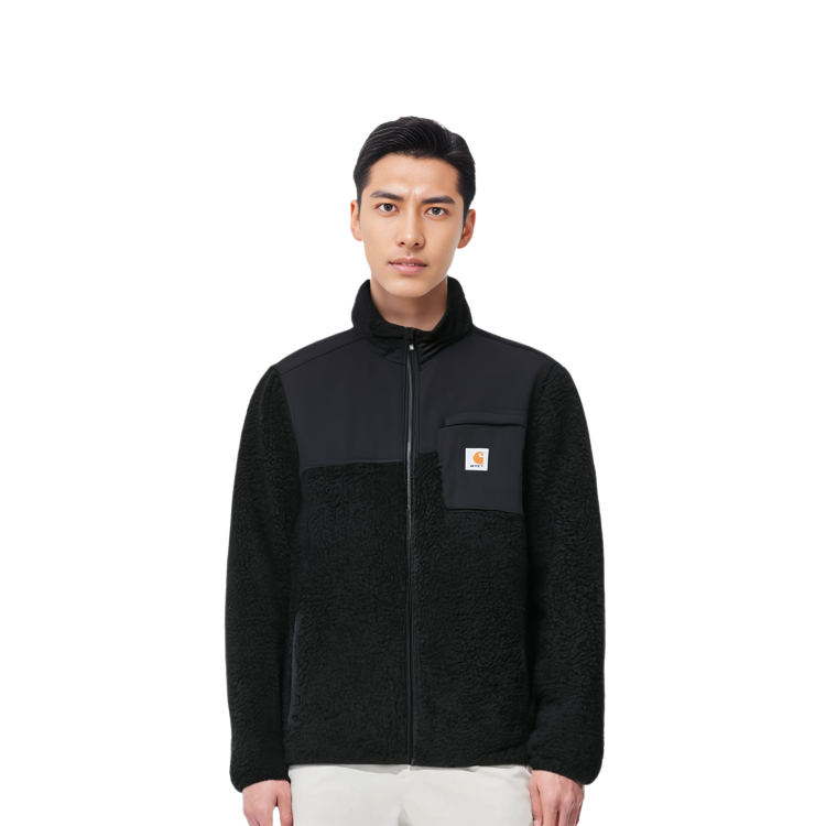 Sizing Carhartt WIP Fleece Logo Jacket for Men - Black Stand Collar I029566-89-XX