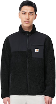 Carhartt WIP Fleece Logo Jacket for Men - Black Stand Collar I029566-89-XX Sizing Carhartt WIP Fleece Logo Jacket for Men - Black Stand Collar I029566-89-XX