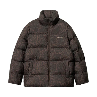 Carhartt WIP Full Print Stand Collar Zip Jacket Brown Fashion Outerwear I032262-20O-XX