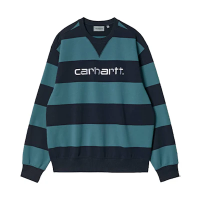 Carhartt WIP FW21 Colorblock Striped Crewneck Sweatshirt Green A212034-1C-XX