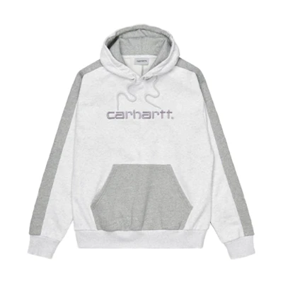 Carhartt WIP FW21 Logo Embroidered Print Colorblock Hoodie Ash Grey Unisex I029575-0JU-XX