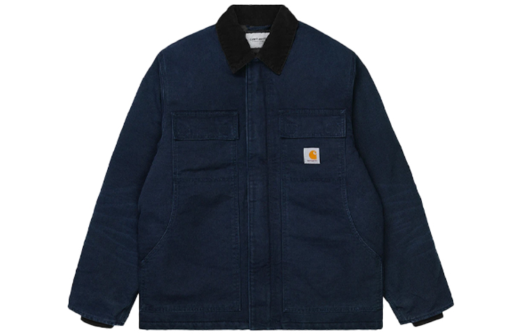 Carhartt WIP FW21 Navy Blue Logo Print Collar Jacket Unisex I027362-1C-3K
