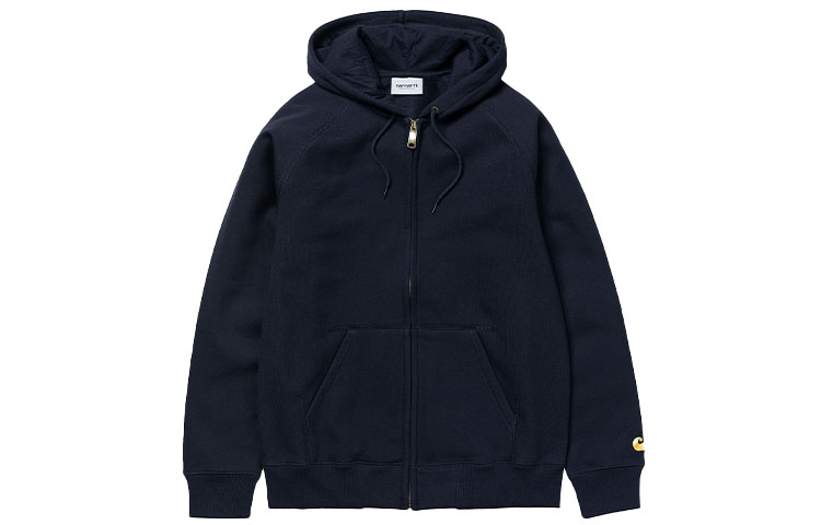 Carhartt WIP FW21 Navy Blue Unisex Hooded Jacket with Embroidered Cuff Logo I026385-1C-90
