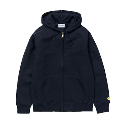 Carhartt WIP FW21 Navy Blue Unisex Hooded Jacket with Embroidered Cuff Logo I026385-1C-90