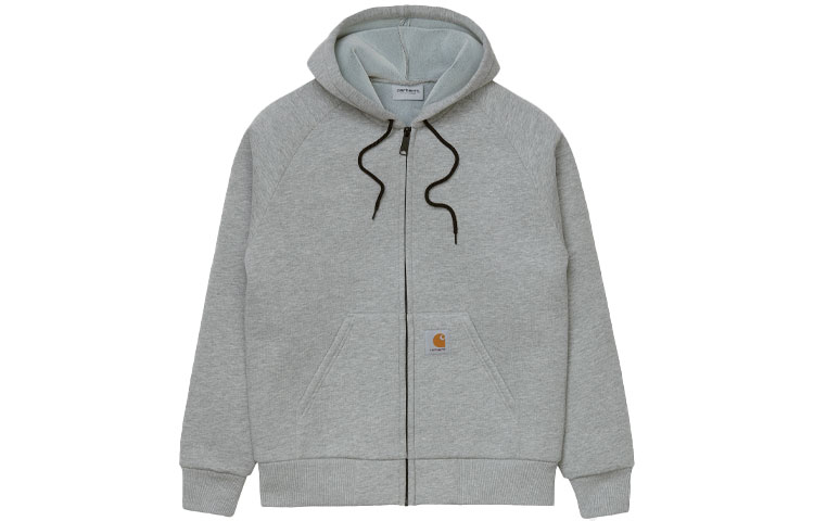 Carhartt WIP FW21 Solid Logo Zip-Up Hoodie Jacket Grey Mens I018044-0GK-XX