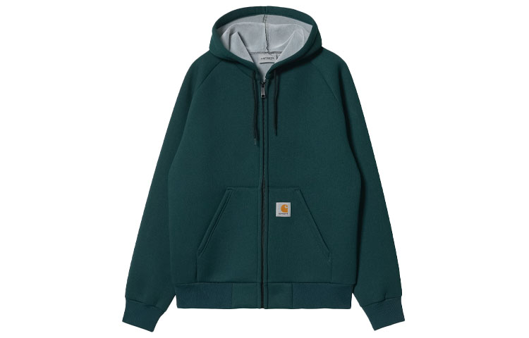 Carhartt WIP FW21 Solid Logo Zip-Up Hoodie Jacket Green () I018044-0GO-XX