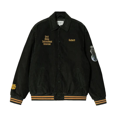 Carhartt WIP FW22 Black Embroidered Letter Button-Up Jacket. I030819-0ZH-XX