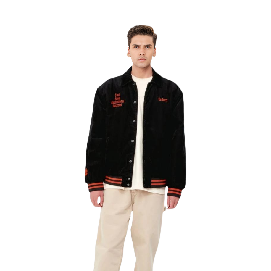 Purchase Carhartt WIP FW22 Jaket Hitam Sulam Butang Depan I030819-18F-XX