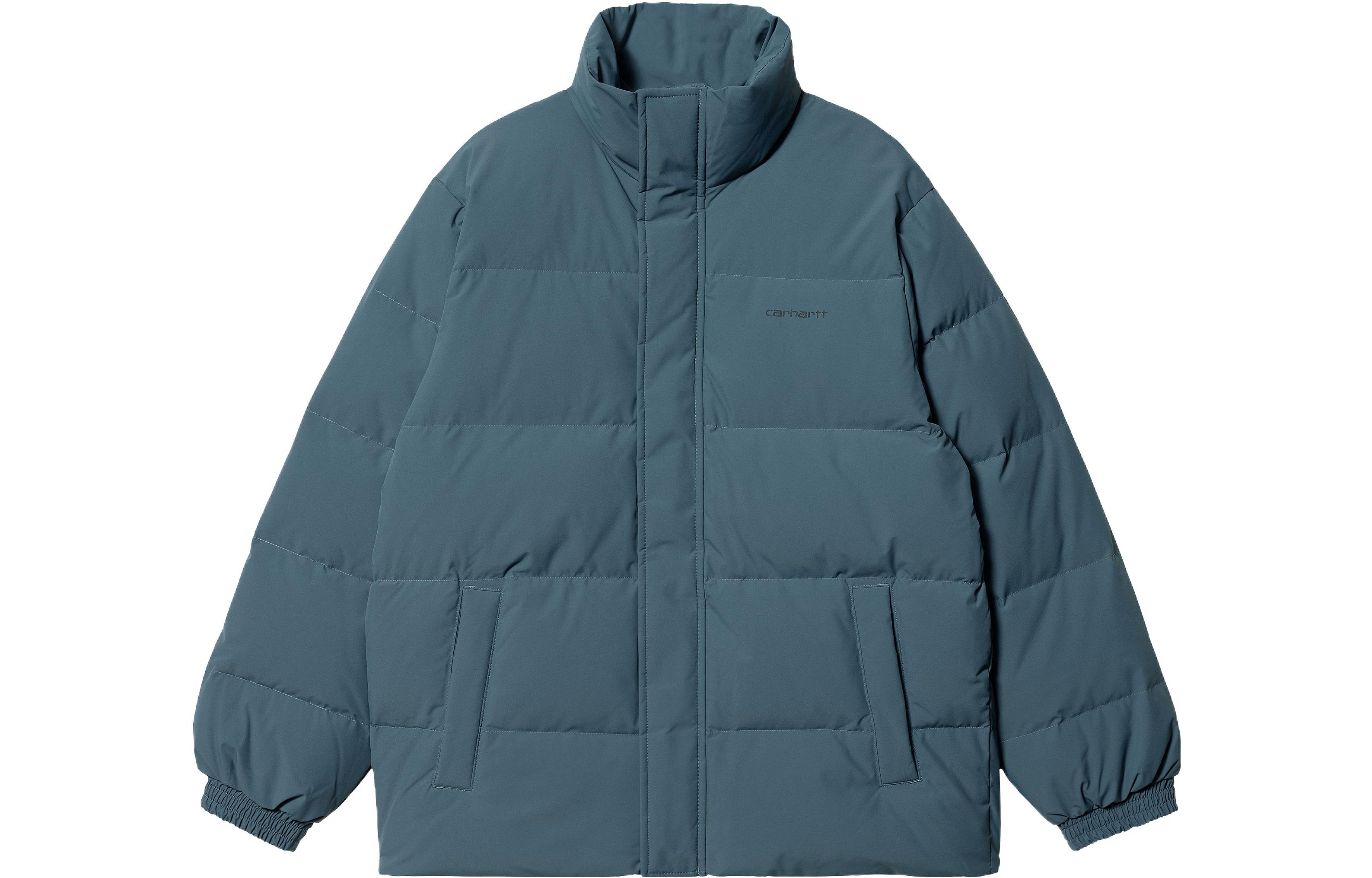 Carhartt WIP FW22  Blue Solid Letter High Collar Down Jacket Winter Wear. I029450-18H-XX
