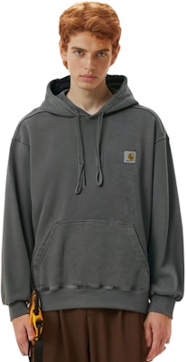 Carhartt WIP FW22 Grey Solid Color Pullover Hoodie. I029523-SOT Details for Carhartt WIP FW22 Grey Solid Color Pullover Hoodie. I029523-SOT