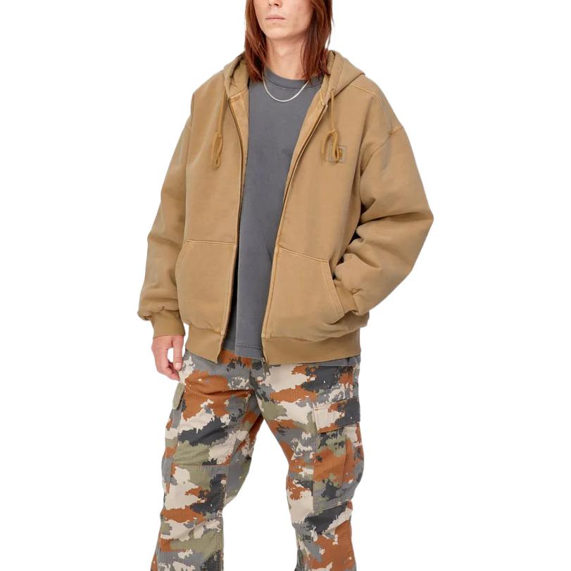 Carhartt WIP FW22  Light Brown Logo Patch Zip-Up Hoodie Jacket. I029524-07E-GD 圖 4