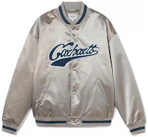 Carhartt WIP FW22 Logo Patchwork Baseball Jacket Grey Long Sleeve CHXJKA222044J-119470 Carhartt WIP FW22 Logo Patchwork Baseball Jacket Grey Long Sleeve CHXJKA222044J-119470