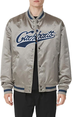 Carhartt WIP FW22 徽標拼接灰色棒球外套 長袖 CHXJKA222044J-119470 Shop Carhartt WIP FW22 徽標拼接灰色棒球外套 長袖 CHXJKA222044J-119470