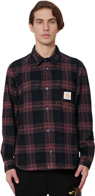 Carhartt WIP FW22 Plaid Long Sleeve Shirt Dark Red I030788-12N-XX Shop Carhartt WIP FW22 Plaid Long Sleeve Shirt Dark Red I030788-12N-XX