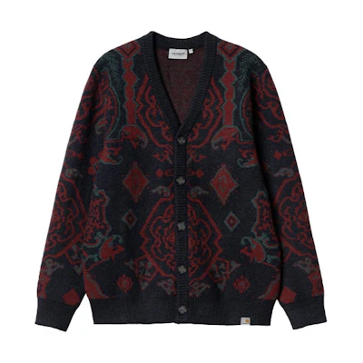 Carhartt WIP FW22 Red V-Neck Jacquard Knit Sweater. I030849-17P-XX