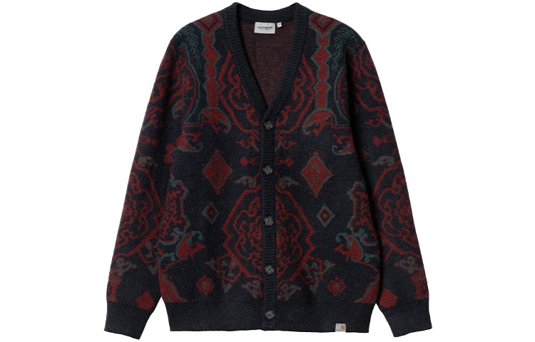 Order Carhartt WIP FW22  Red V-Neck Jacquard Knit Sweater. I030849-17P-XX