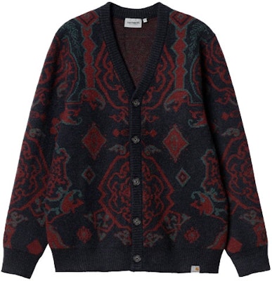 Carhartt WIP FW22 Red V-Neck Jacquard Knit Sweater. I030849-17P-XX Order Carhartt WIP FW22 Red V-Neck Jacquard Knit Sweater. I030849-17P-XX