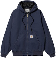 Carhartt WIP FW22 Active Jacket Blue Hooded Zip-Up Casual Logo Patch I027360-0WJ-3K Carhartt WIP FW22 Active Jacket Blue Hooded Zip-Up Casual Logo Patch I027360-0WJ-3K