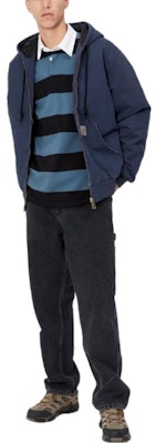 Carhartt WIP FW22 Active Jacket Blue Hooded Zip-Up Casual Logo Patch I027360-0WJ-3K Purchase Carhartt WIP FW22 Active Jacket Blue Hooded Zip-Up Casual Logo Patch I027360-0WJ-3K