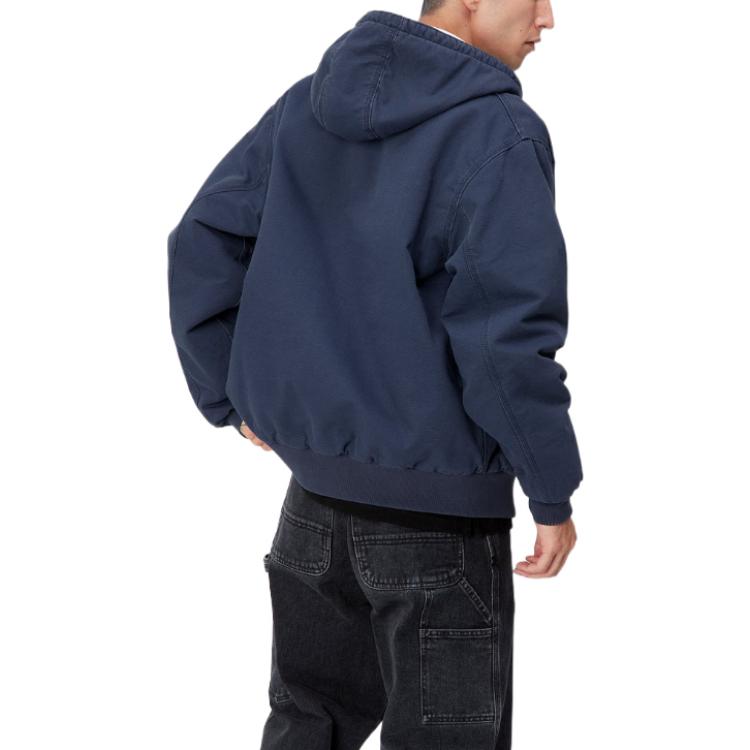 Sizing Carhartt WIP FW22 Jaket Aktif Biru Berhud Zip-Up Kasual Patch Logo. I027360-0WJ-3K