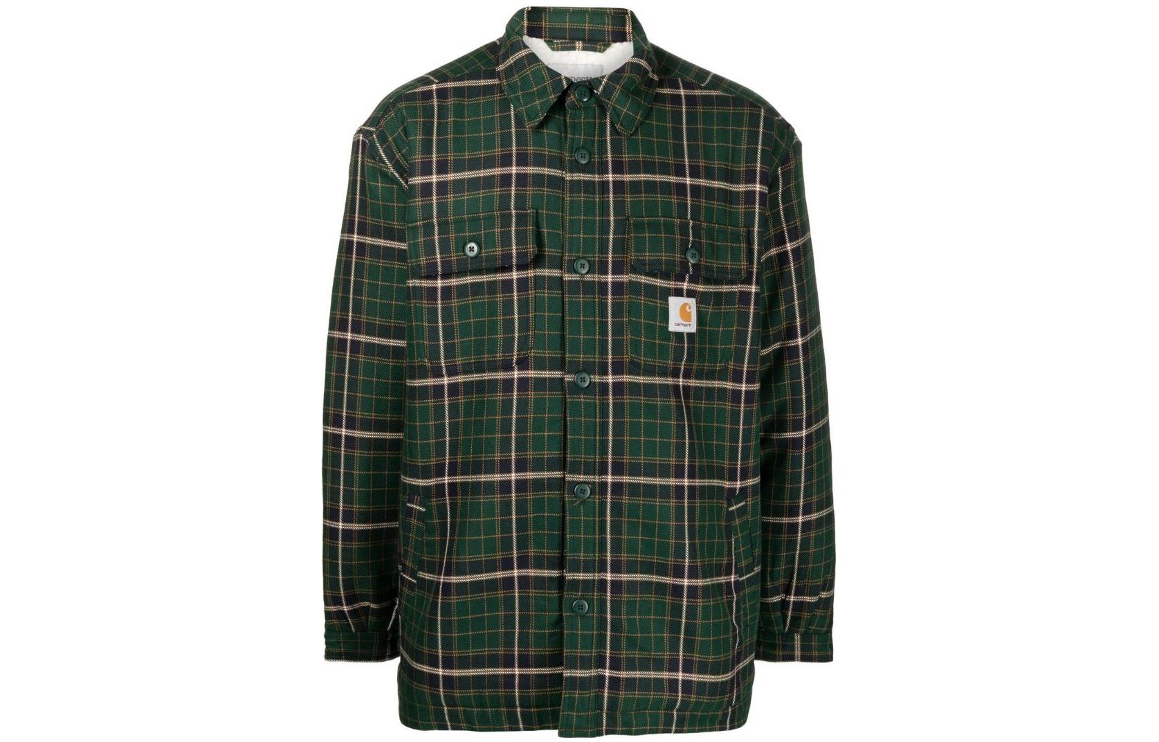 Carhartt WIP FW22 Archer Plaid Long Sleeve Shirt Jacket Men’s Green I029468ARCHER
