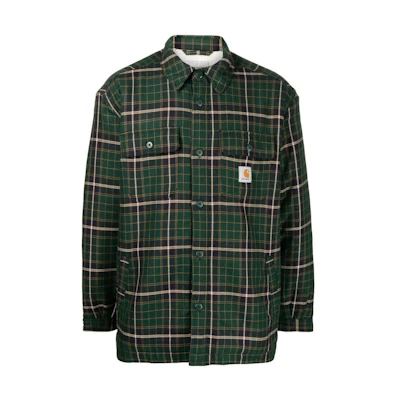 Carhartt WIP FW22 Archer Plaid Long Sleeve Shirt Jacket Men’s Green I029468ARCHER