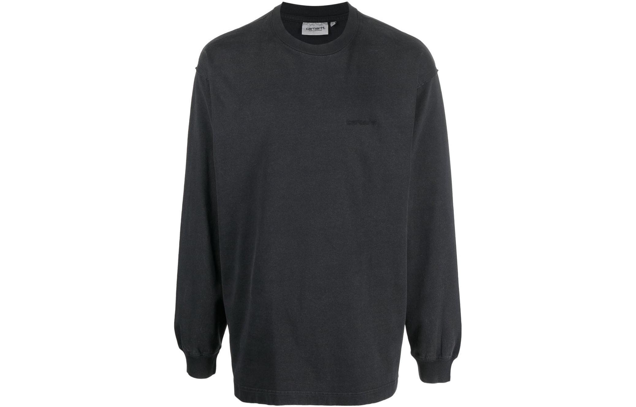 Carhartt WIP FW22 Black Crewneck Sweatshirt with Embroidered Logo for Men I03067089FQ