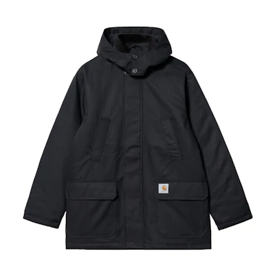 Carhartt WIP FW22 Black Long Sleeve Hoodie Pocket Coat I030831-00E-XX