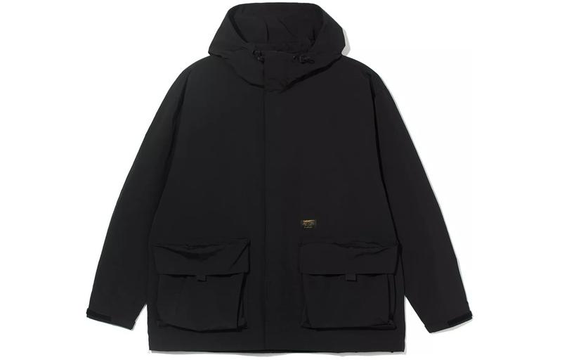 Carhartt WIP FW22 Black Multi-Pocket Hoodie Jacket with Logo Print for Men CHXJKA-22201-7J