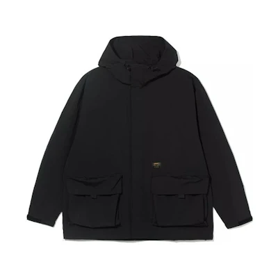 Carhartt WIP FW22 Black Multi-Pocket Hoodie Jacket with Logo Print for Men CHXJKA-22201-7J